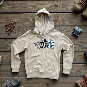 The North Face Beige Hoodie with Navy Logo